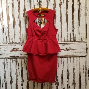 Retro red peplum dress